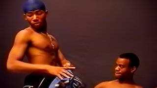 Ebony gay gangsta deep cock sucking and anal fucking