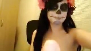 girl teases on halloween eve after her trick or treat candy round