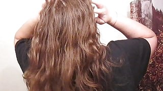 Removing a Side Bun with Long Curly Hair