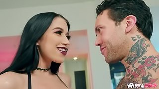 Glamorous busty brunette Alex Coal fucked by a huge boner